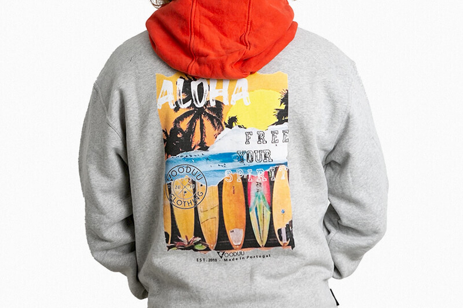 Men's cotton t-hoodie, with localized digital textile printing - Vooduu